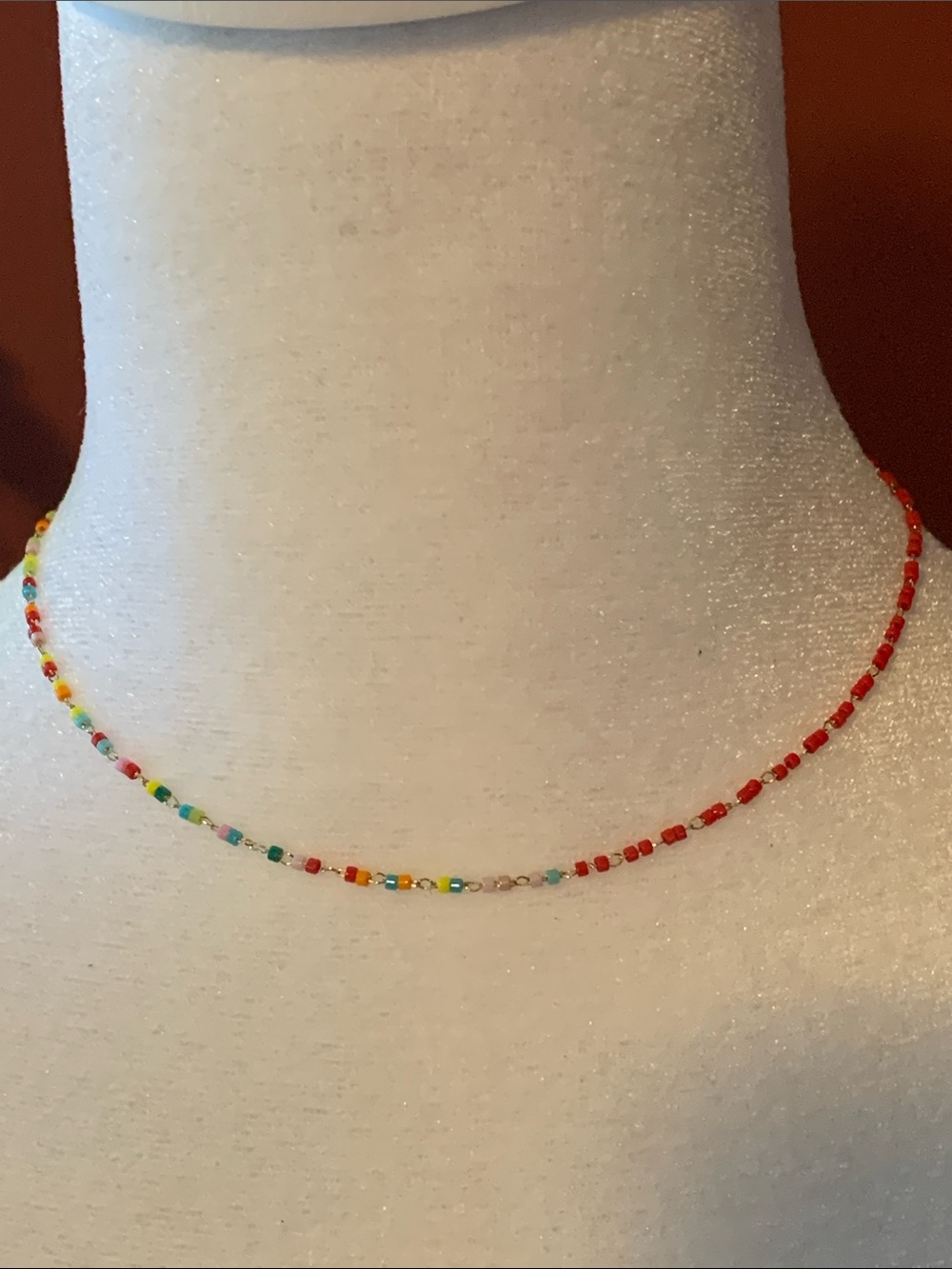 aerie Multicolor Bead Necklace with Red Accent
